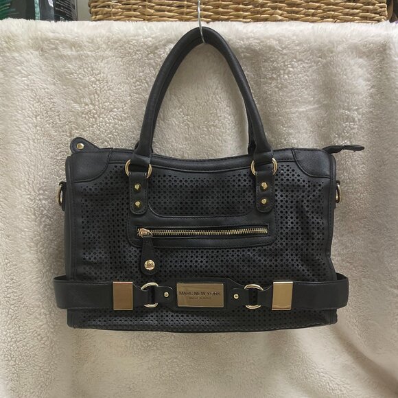 Beautiful Marc Jacobs New York Purse/Tote Black w/Gold Chunky Hardware - Picture 1 of 13